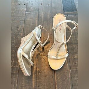 Lilly Pulitzer Gold Wedge Sandals